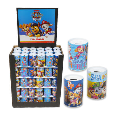 paw patrol tin saving bank -- 90 per case