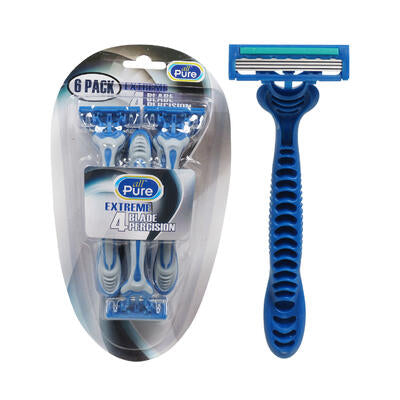magic 4- blade razor with swivel head 6-pack -- 48 per case