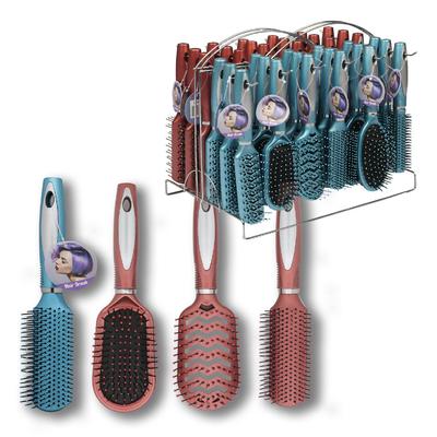 hair brush with wire rack- blue and silver 6 asst. -- 36 per case