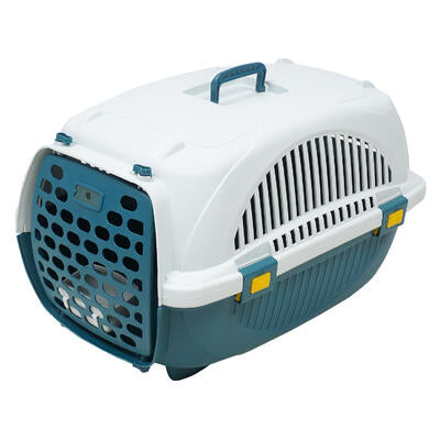 plastic pet carrier- 13 - 2- tone- teal and grey -- 5 per case