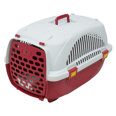 plastic pet carrier- 17 - red and gray -- 5 per case