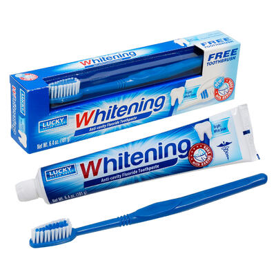 anti- cavity toothpaste w blue brush- 6.4oz -- 24 per case