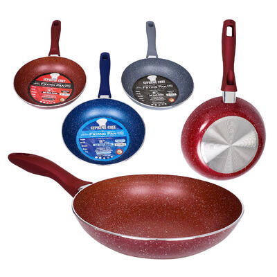 round fry pan w handle- 8 d- assorted -- 24 per case