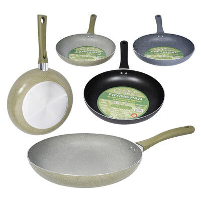 round fry pan w handle- 10.2 d- assorted -- 24 per case