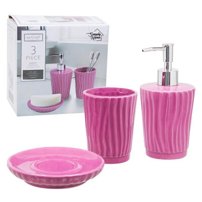 3 piece bathroom set- pink -- 6 per case