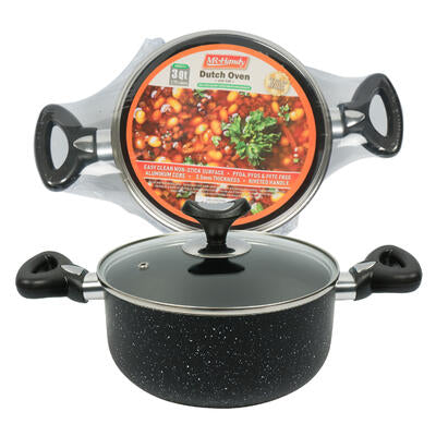dutch oven w glass lid- 3qt- black -- 6 per case
