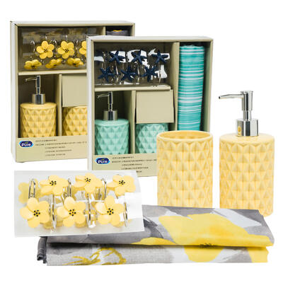 15 piece bathroom set- yellow -- 12 per case
