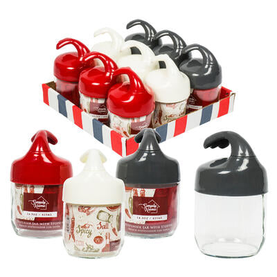 glass jar w plastic lid- 14.3oz- 3 assortments -- 9 per case