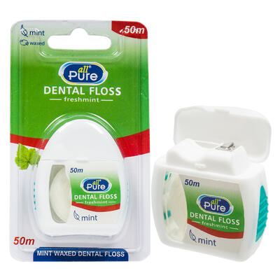 waxed dental floss- mint- 50m -- 48 per case