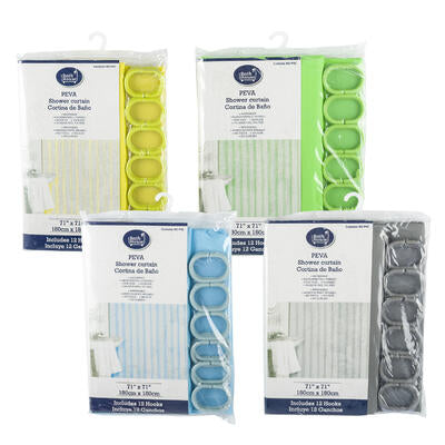 peva shower curtain - 71 inch - 4 assortments -- 72 per case
