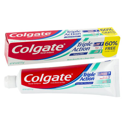 colgate triple action toothpaste - 4oz -- 24 per case