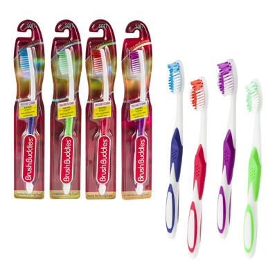 deluxe clean adult toothbrushes - assorted designs -- 72 per case