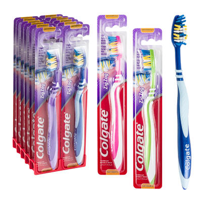 colgate zig zag toothbrush - assorted colors  -- 120 per case