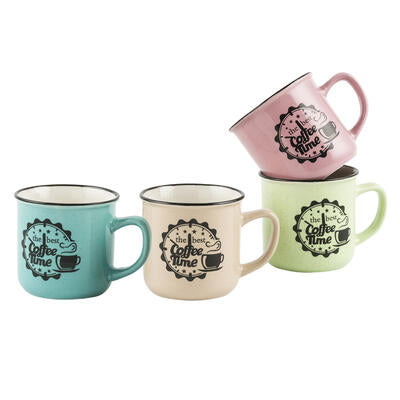 enamel mug w sesame glaze- 11oz- 4 assortments -- 48 per case