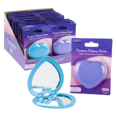 heart shaped mirrors - 2.5 inches  - assorted colors -- 24 per box