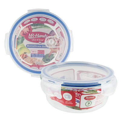 mr. handy round glass food containers - 20.3oz -- 24 per case