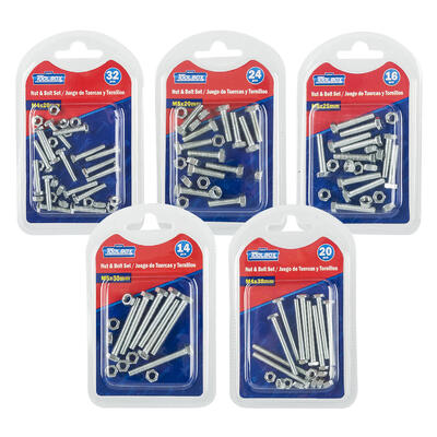 metal nut and bolt set - 5 assorted sizes -- 48 per case