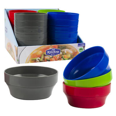plastic bowls - 5d - 4 assorted colors -  -- 48 per case
