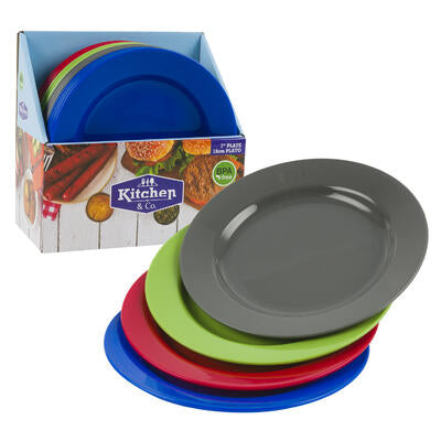 plastic plates 7 ind - assorted colors - bulk  -- 48 per case