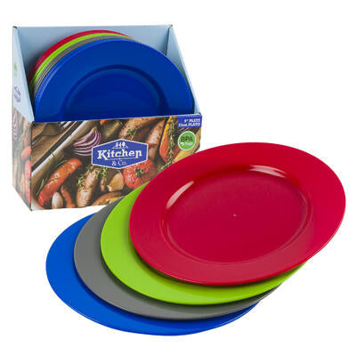 plastic plates - 9 inch - 4 assorted colors -- 48 per case