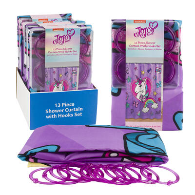 jojo siwa shower curtain with hooks - 70x72  -- 4 per case