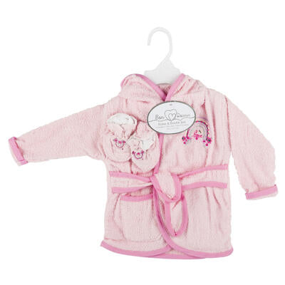 baby robe & bootie set - pink -- 24 per case