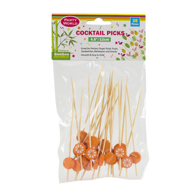orange bamboo cocktail picks - 4.8 in -- 48 per case
