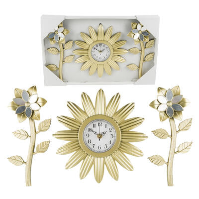 flower wall clocks - 10 pack - gold finish -- 6 per case