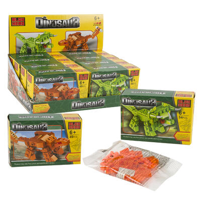 dinosaur building block set - 49-54 pieces -- 48 per case