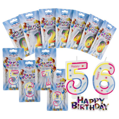 happy birthday numbered candles - 2 assortments - aa pack -- 48 per box