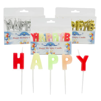 metallic letter candles - assorted - 120 pieces -- 20 per box