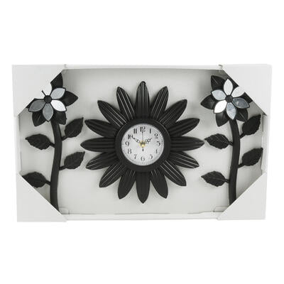 flower wall clocks - 10pc - black -  -- 6 per case