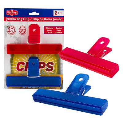 jumbo bag clips - 2pc - multicolor -- 48 per case