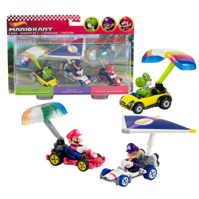 hot wheels mario kart toy car set - 3 pack -- 2 per case