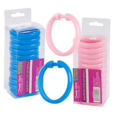 simply home 12pc shower curtain rings with hooks -  -- 48 per case