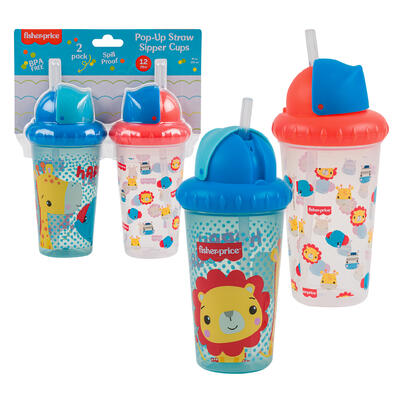 fisher price happy day sippy straw cups - 2-pack -- 6 per box