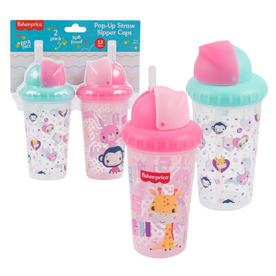 fisher price sippy straw cups - 2 pack -- 6 per box