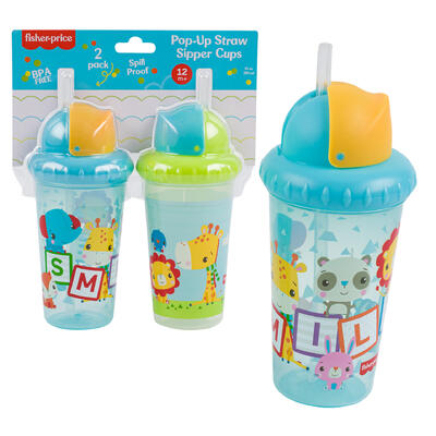fisher-price sippy straw cups - 2 pack -- 6 per box