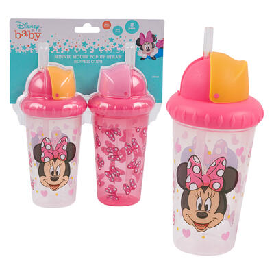 minnie mouse sippy straw cups - 2pk 10oz - 72 pack -- 6 per box