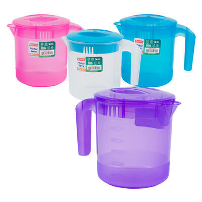 mr. handy plastic jug with lid - 4 assorted colors -- 24 per case