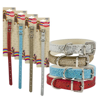 glitter dog collars - 12 sizes - assorted colors -- 48 per case