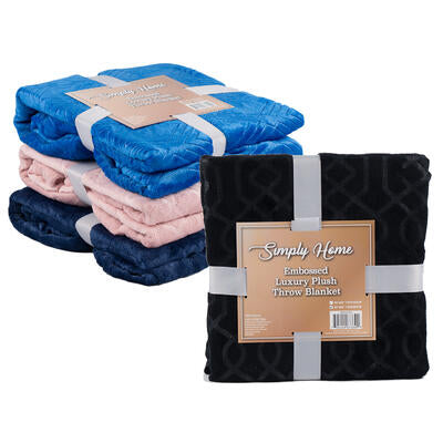 simply home flannel throw - 60x80 - assorted -- 12 per case