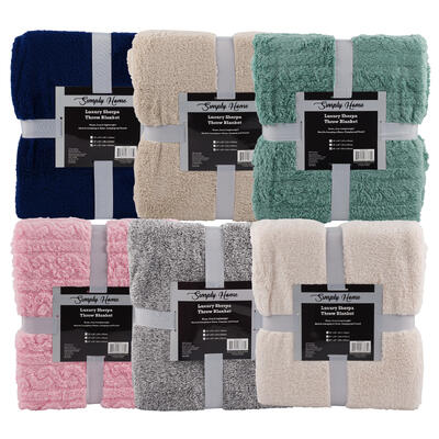 luxury sherpa throw blankets - 86x80 -- 12 per case