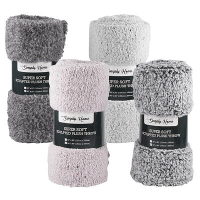 simply home soft sherpa plush throw -- 12 per case