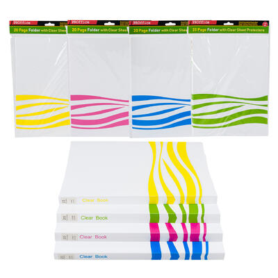 proffice plastic folders - 20pg - 4 assorted colors -- 96 per case