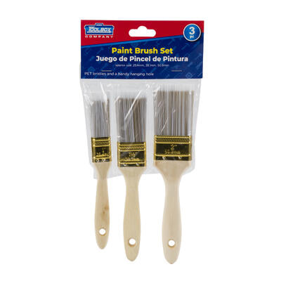 paint brushes - 3pc set - assorted sizes -- 24 per case