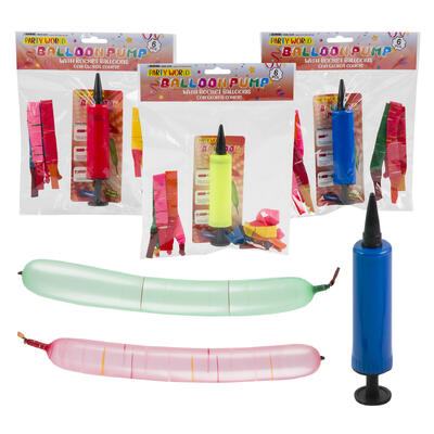 rocket balloons with pump - assorted colors - 48 pack -- 48 per case