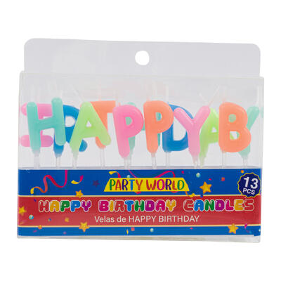 happy birthday letter candles - bulk 72 pack -- 72 per case