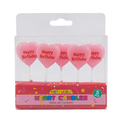 heart candles - pink & red -- 72 per case