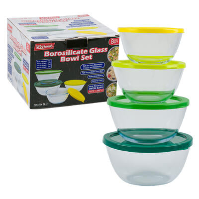 mr. handy 8pc borosilicate glass bowl set -- 6 per case
